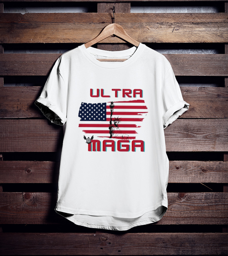 Ultra Maga American Flag With Statue Of Liberty And Eagle T-Shirt