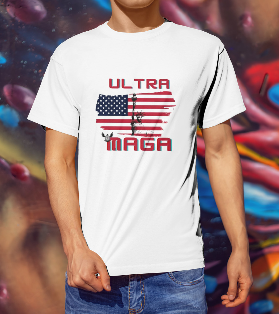 Ultra Maga American Flag With Statue Of Liberty And Eagle T-Shirt