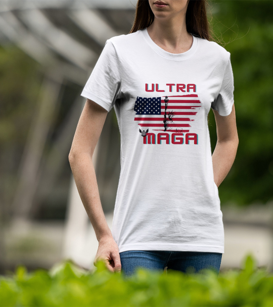 Ultra Maga American Flag With Statue Of Liberty And Eagle T-Shirt