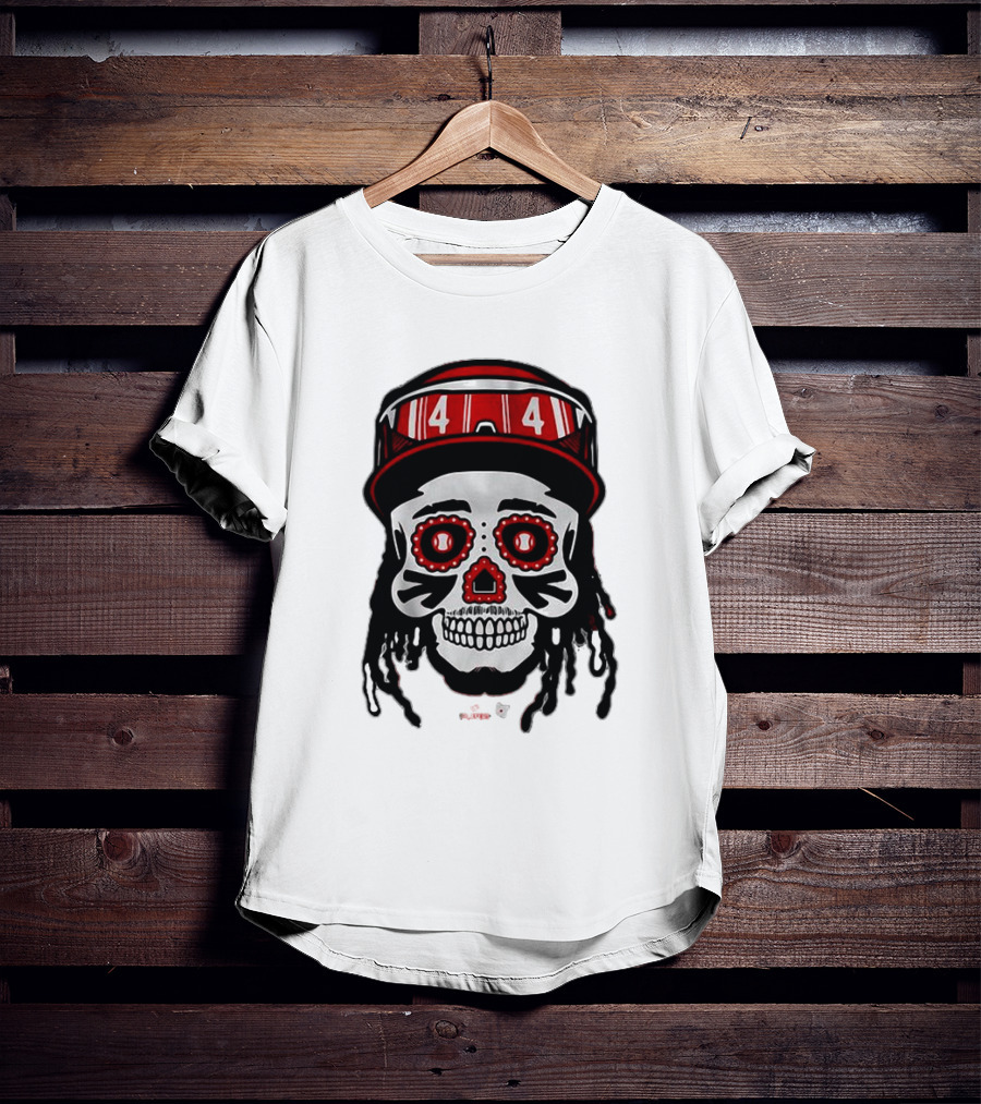 Elly De La Cruz Sugar Skull 44 Red Helmet T-Shirt