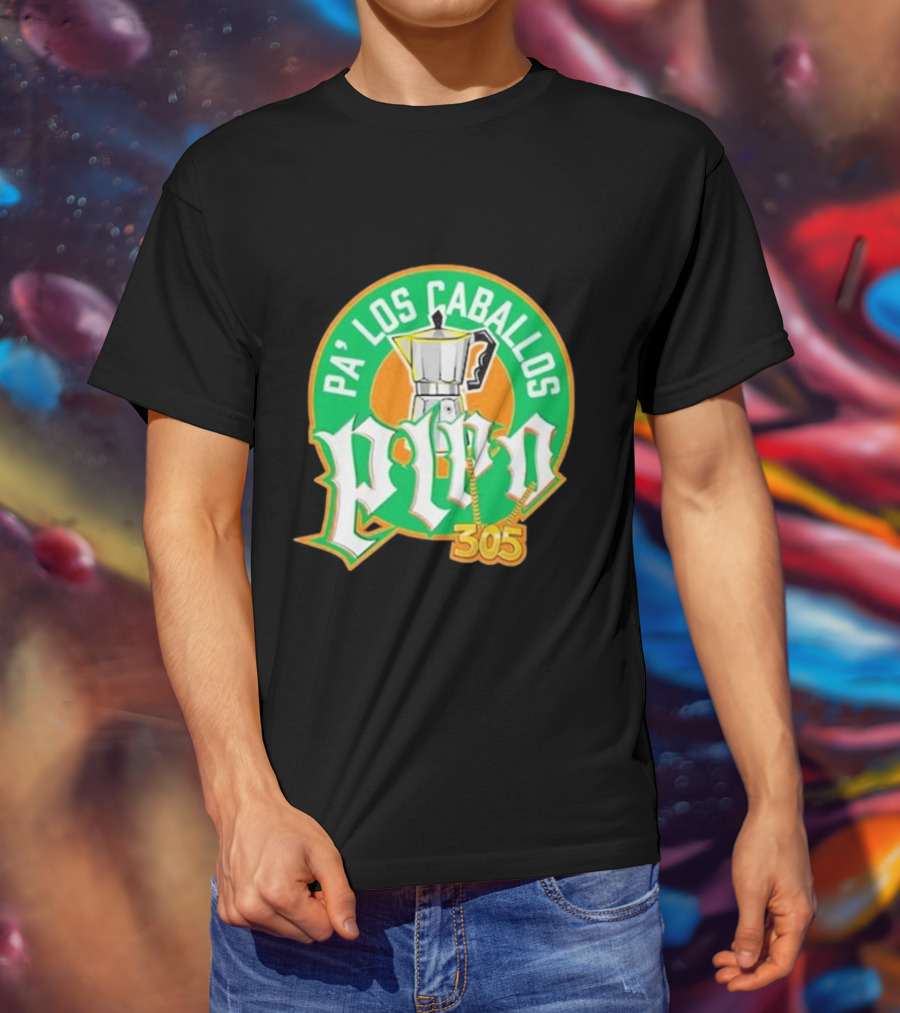 Lebatardaf Pipo Cafecito Pa’ Los Caballos 305 Moka Pot Logo Iconic Miami Culture T-Shirt