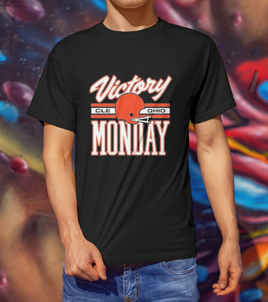 Victory Monday Cle Ohio Football Helmet T-Shirt