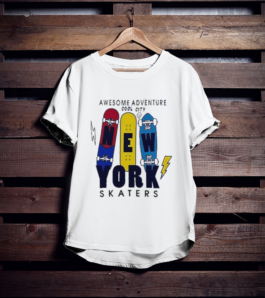 Awesome Adventure New York Skaters Cool City Lightning T-Shirt
