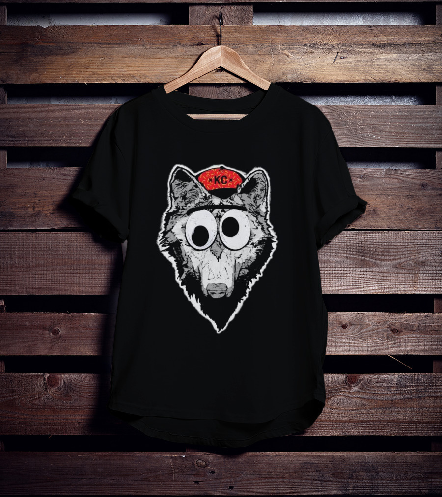 KC Kansas City Wolf Pack Wolves Googly Eyes Red Hat T-Shirt