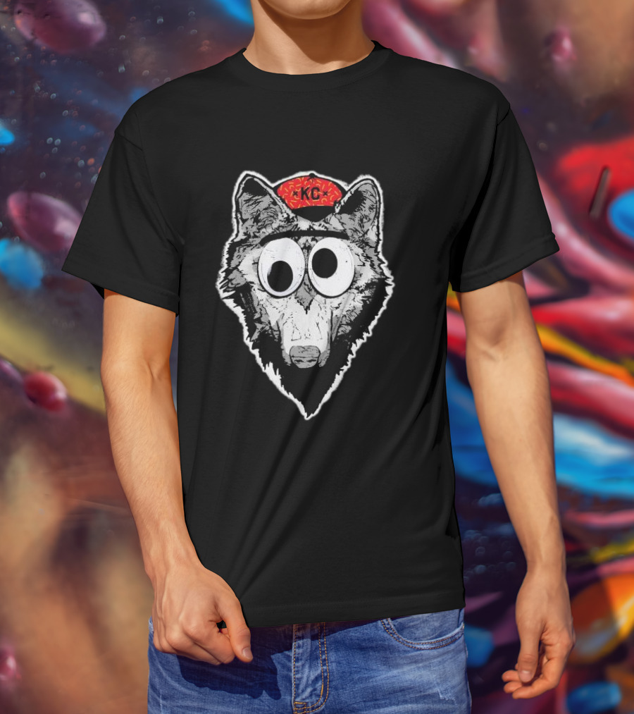 KC Kansas City Wolf Pack Wolves Googly Eyes Red Hat T-Shirt