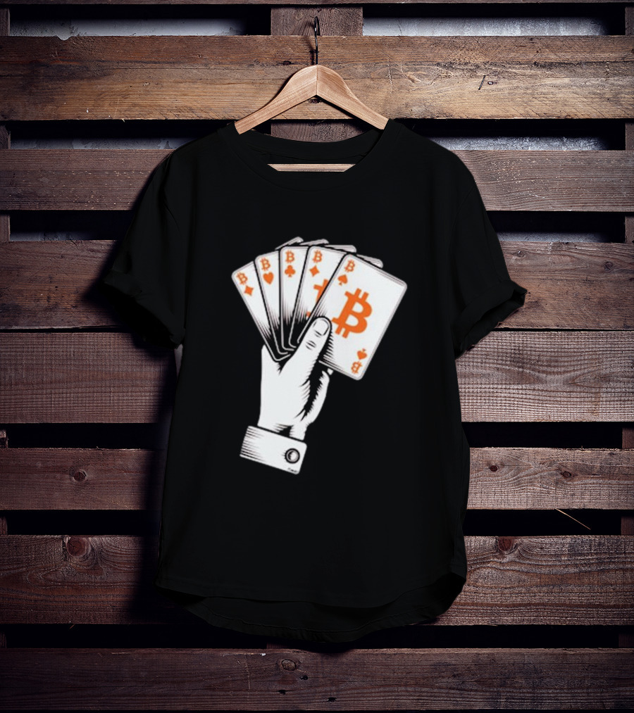 Bitcoin Royal Flush Playing Cards T-Shirt