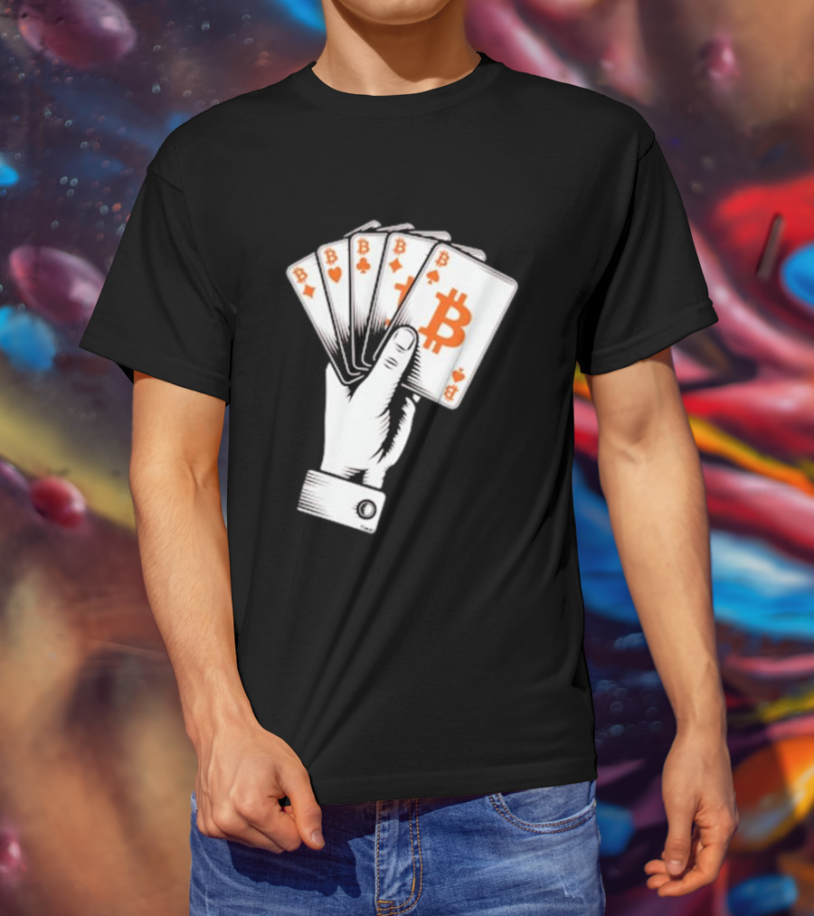 Bitcoin Royal Flush Playing Cards T-Shirt