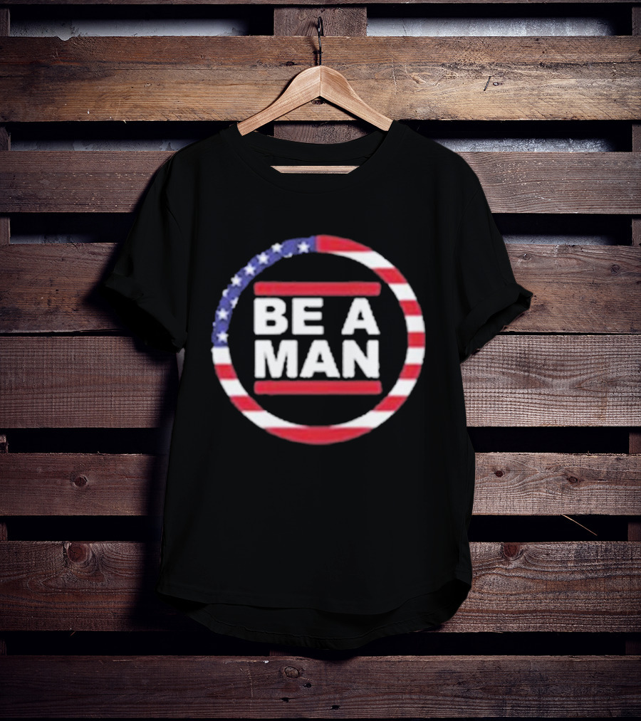 Boston Be A Man Patriotic Circle With American Flag Stripes T-Shirt