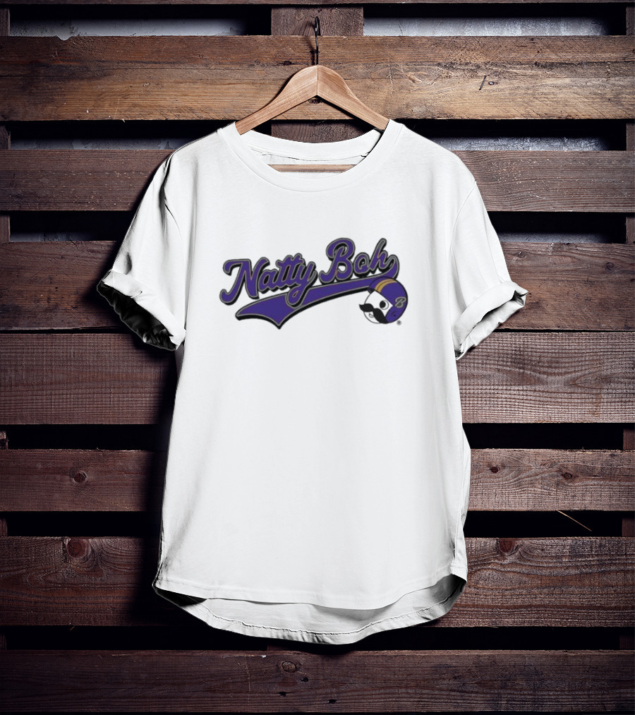 Natty Boh Purple Script With Football Helmet T-Shirt