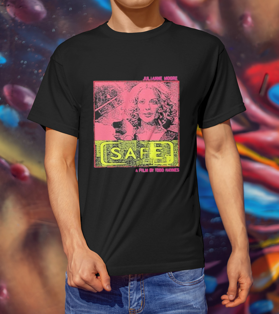 Julianne Moore Safe A Film By Todd Haynes Vintage Pink And Yellow Movie T-Shirt