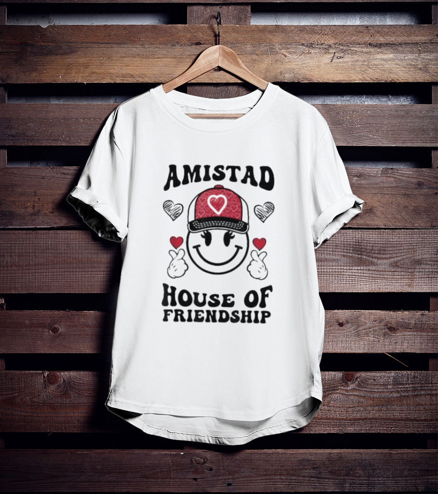 Amistad House Of Friendship Smiley Face Heart Cap Kids Spirit T-Shirt