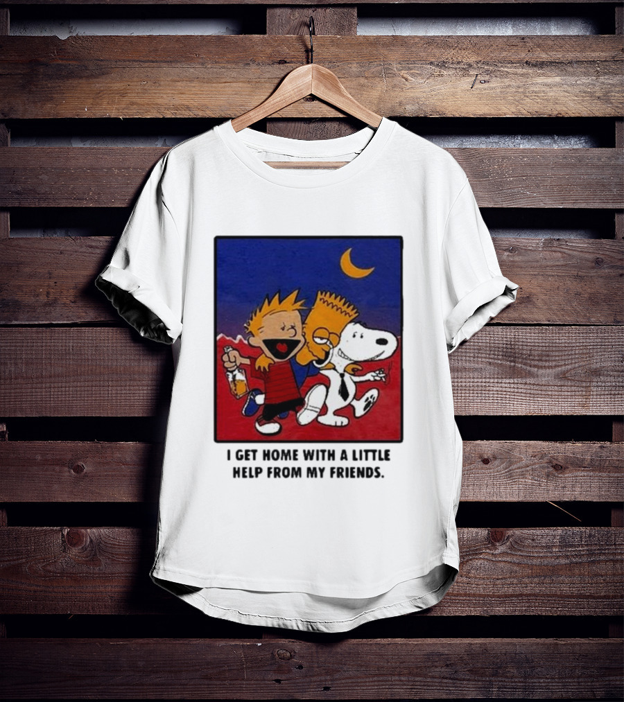 Criminal Simpsons Snoopy And Friends Get Home With A Little Help Under Moon T-Shirt