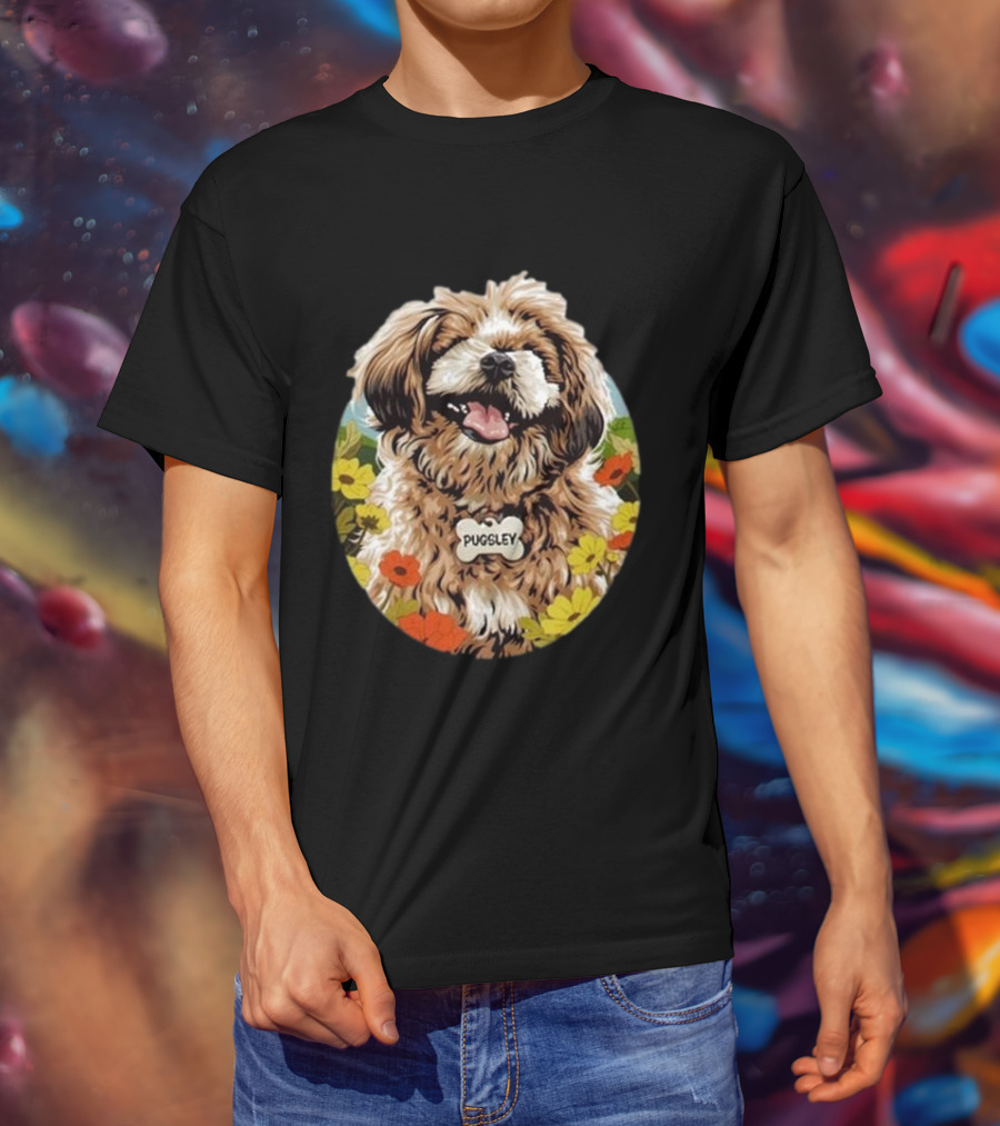 Nordacious Pugsley Dog Flowerful Bliss T-Shirt