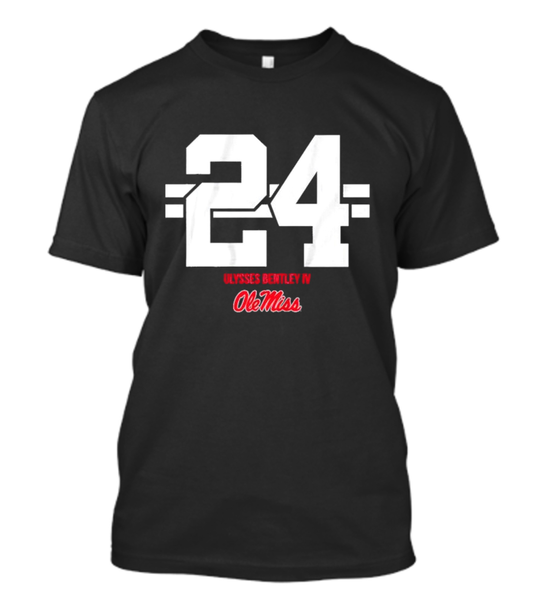 Ole Miss Football Ulysses Bentley IV 24 Jersey Number Striped T-Shirt