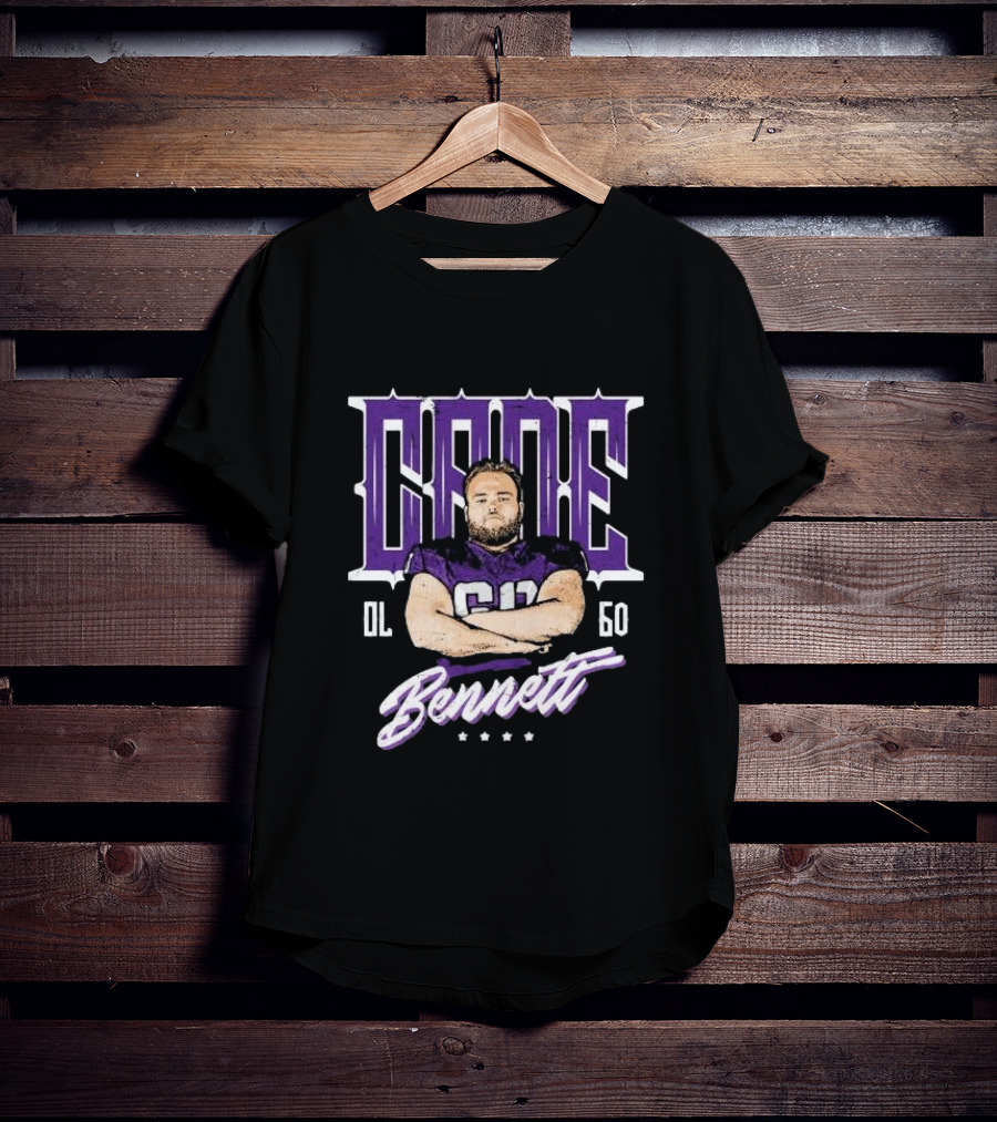 Cade Bennett OL 60 Purple Football Player T-Shirt