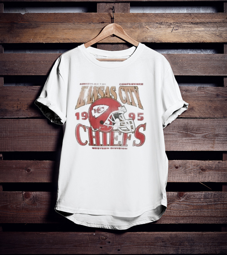 Kansas City Chiefs 1995 American Football Conference Western Division Retro Helmet T-Shirt