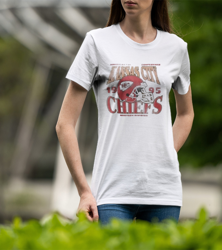 Kansas City Chiefs 1995 American Football Conference Western Division Retro Helmet T-Shirt
