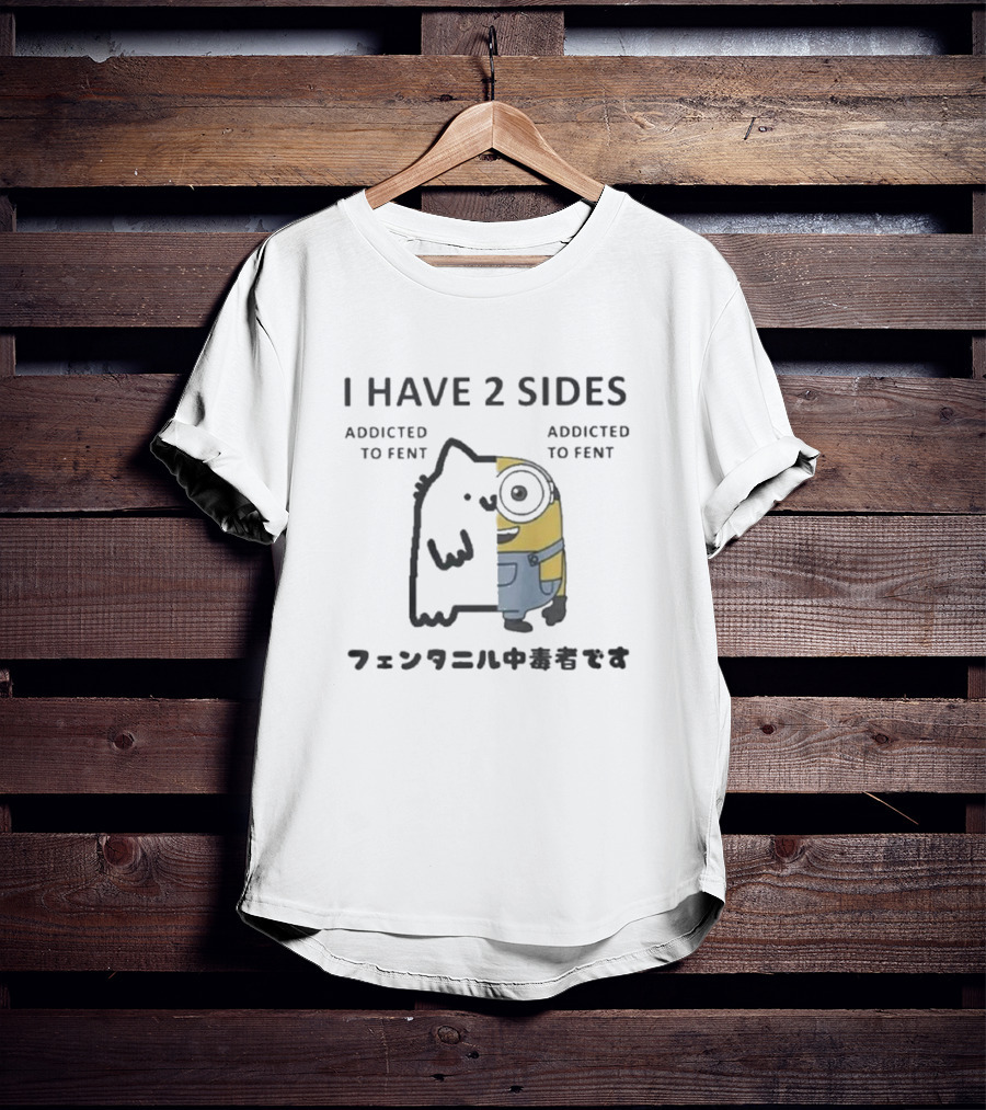 I Have 2 Sides Minion Fluffy Monster Contrast Split Character T-Shirt