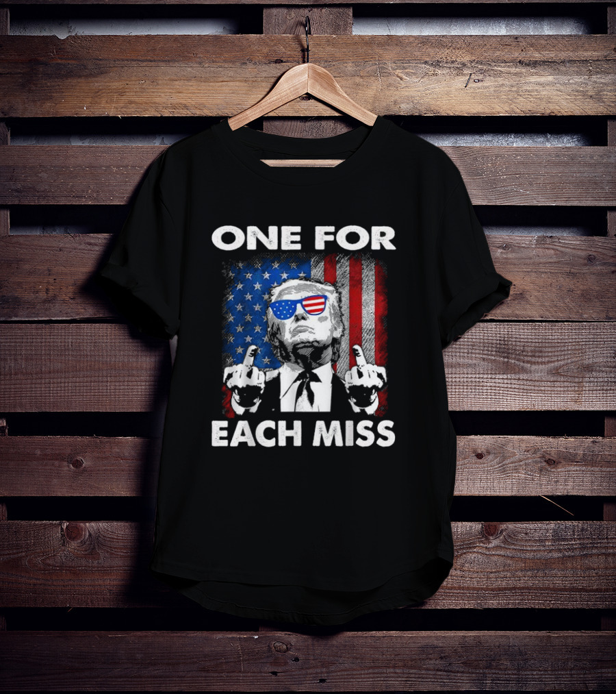 One For Each Miss American Flag Sunglasses Middle Finger T-Shirt