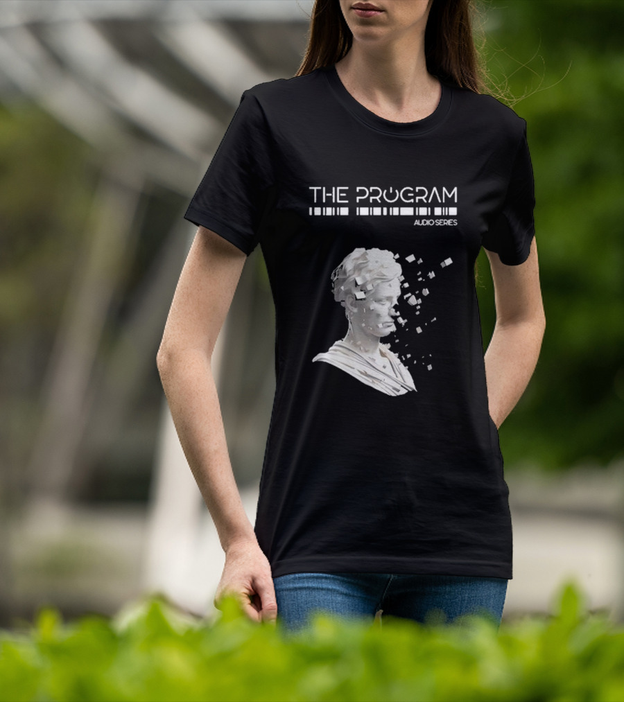 THE PROGRAM AUDIO SERIES Disintegrating Sculptural Head With Digital Fragmentation T-Shirt