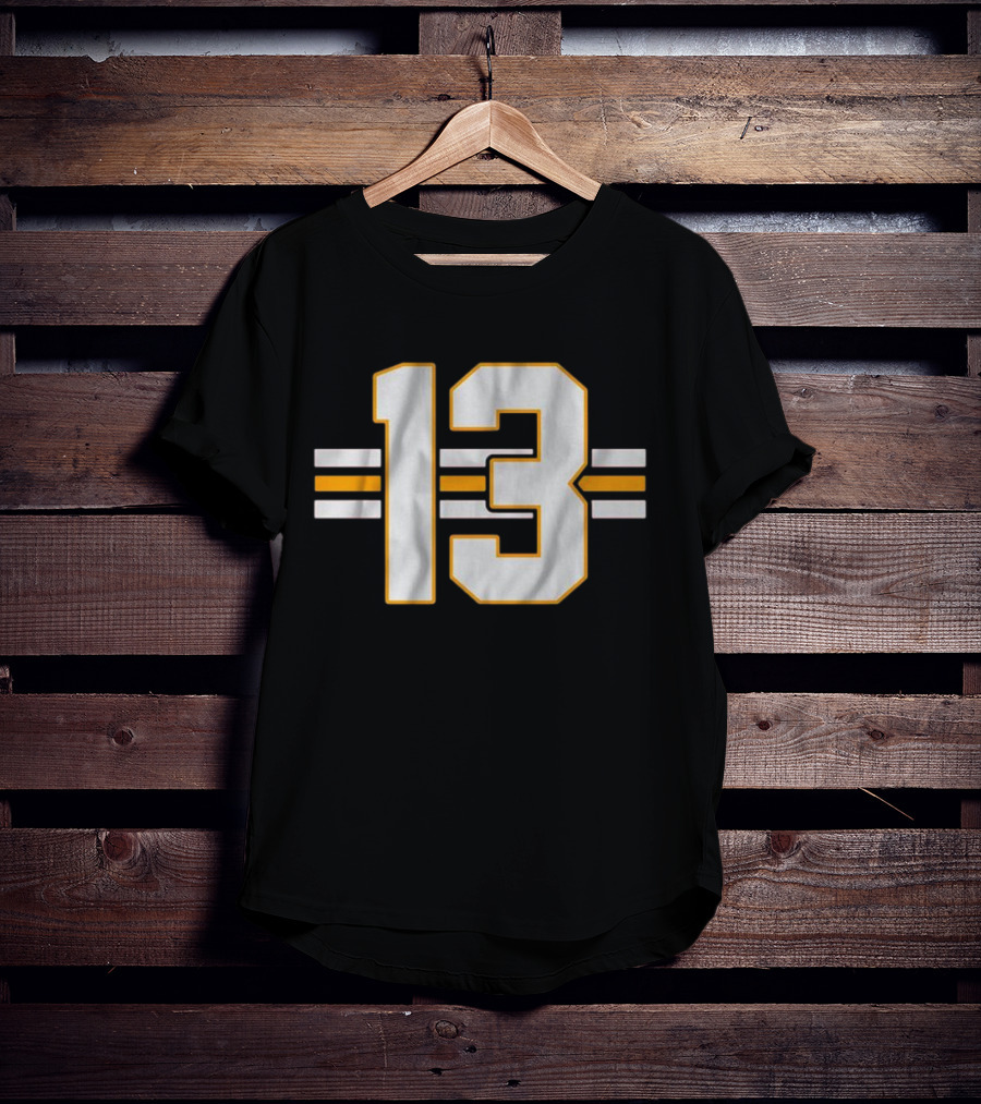 Lucky 13 Football Bold Number With Stripes T-Shirt