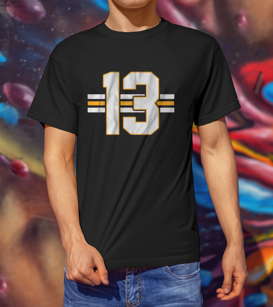 Lucky 13 Football Bold Number With Stripes T-Shirt