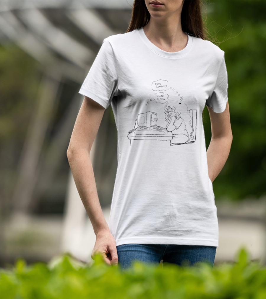 Cute Computer Cute Human Thought Bubble Interaction T-Shirt
