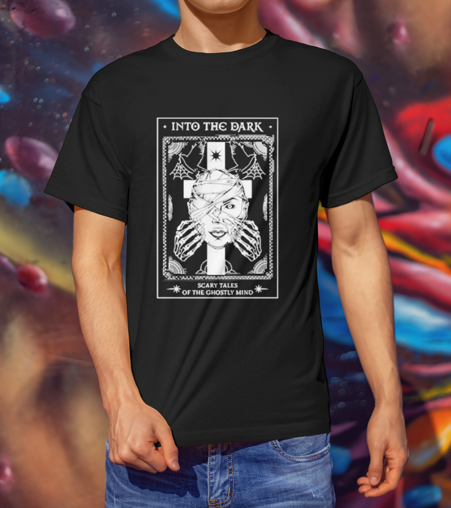 Into The Dark Tarot Scary Tales Of The Ghostly Mind Cross Skeleton Wrappings Webs T-Shirt