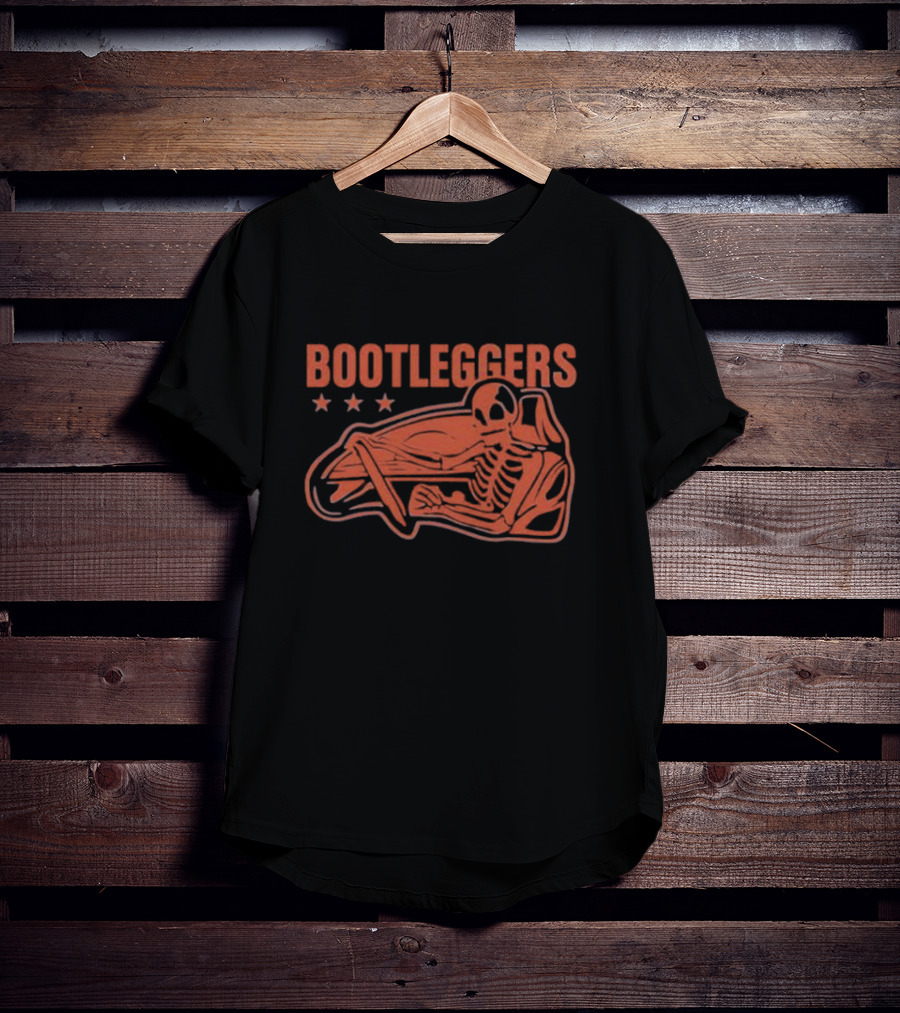 Bootleggers Skeleton Driving With Stars T-Shirt