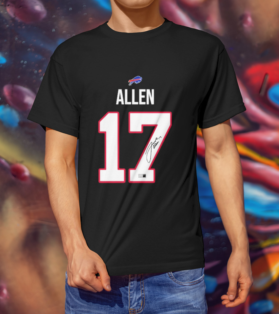 Josh Allen Buffalo Bills Number 17 Signature T-Shirt