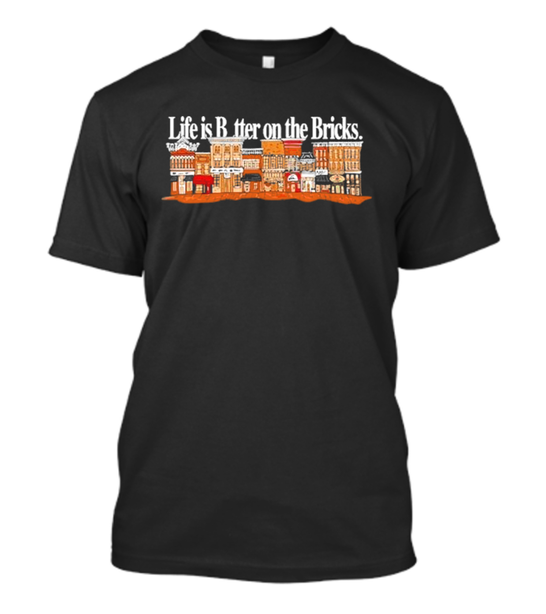 Life Is Better On The Bricks Vintage Downtown Street Scene T-Shirt