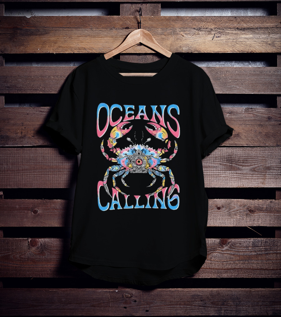 Oceans Calling Ocean City MD Psychedelic Crab T-Shirt