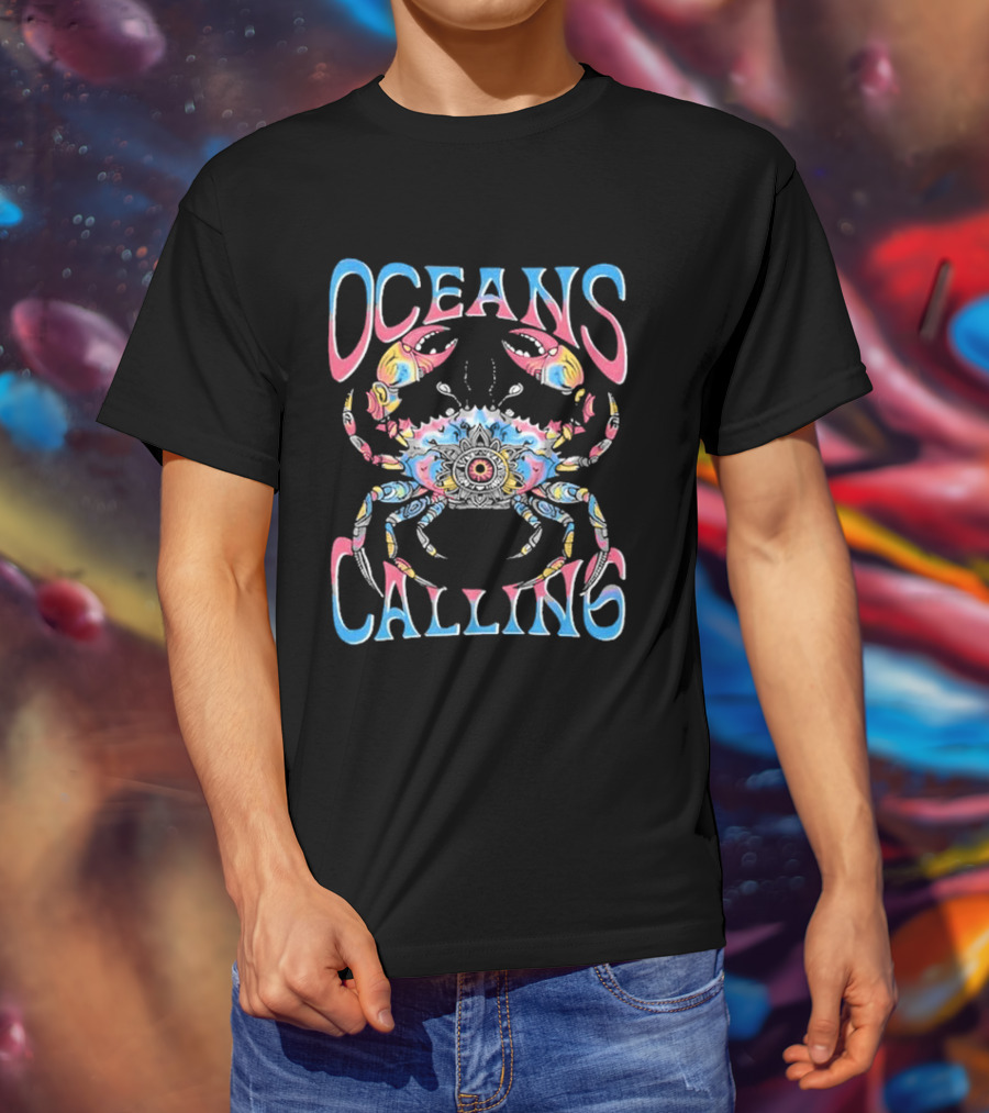 Oceans Calling Ocean City MD Psychedelic Crab T-Shirt