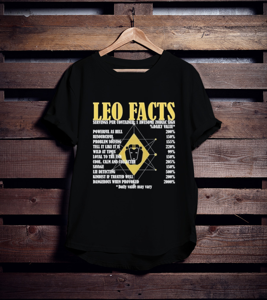Leo Facts Powerful Resourceful Problem Solving Zodiac Sign Birthday T-Shirt
