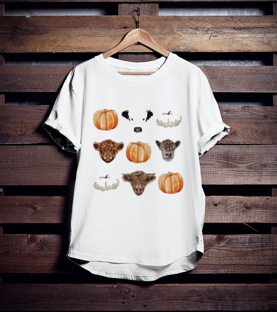 Katie Van Slyke Mini Cows Pumpkins Arrangement T-Shirt