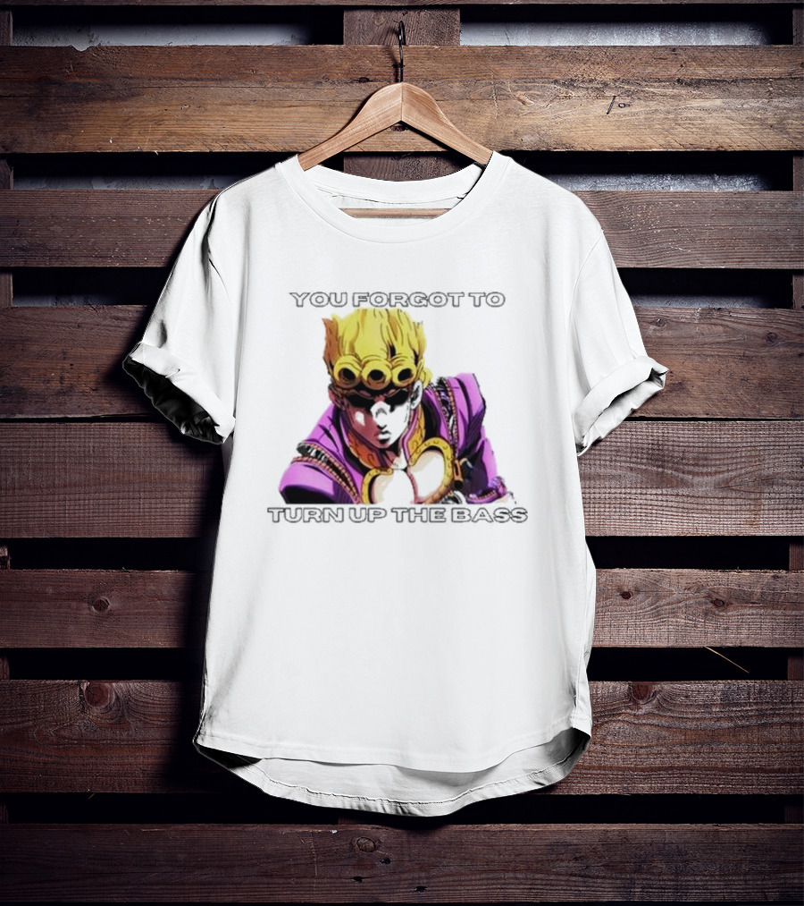 Giorno Giovanna You Forgot To Turn Up The Bass JoJo's Bizarre Adventure Anime Character Vibrant Purple T-Shirt