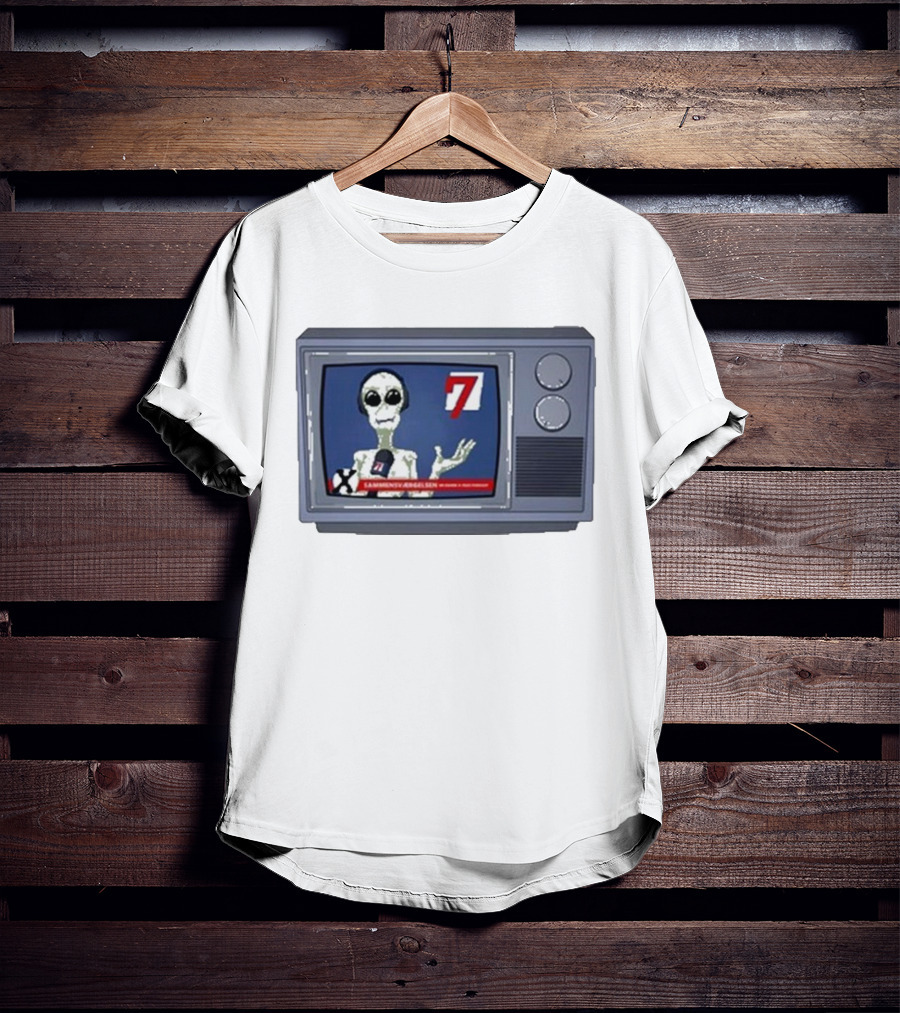 Sammensværgelsen Season 7 Hvid Retro TV Alien News Broadcast T-Shirt