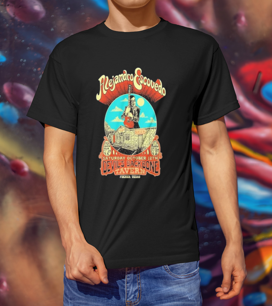 Alejandro Escovedo Live Performance Saturday October 12th Devil's Backbone Tavern Fischer Texas T-Shirt