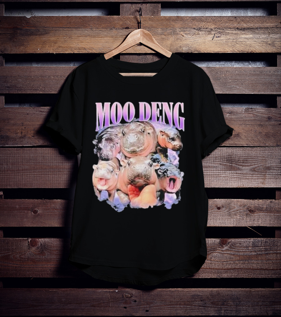 Moo Deng Baby Pygmy Hippo Cute Zoo Family Faces T-Shirt