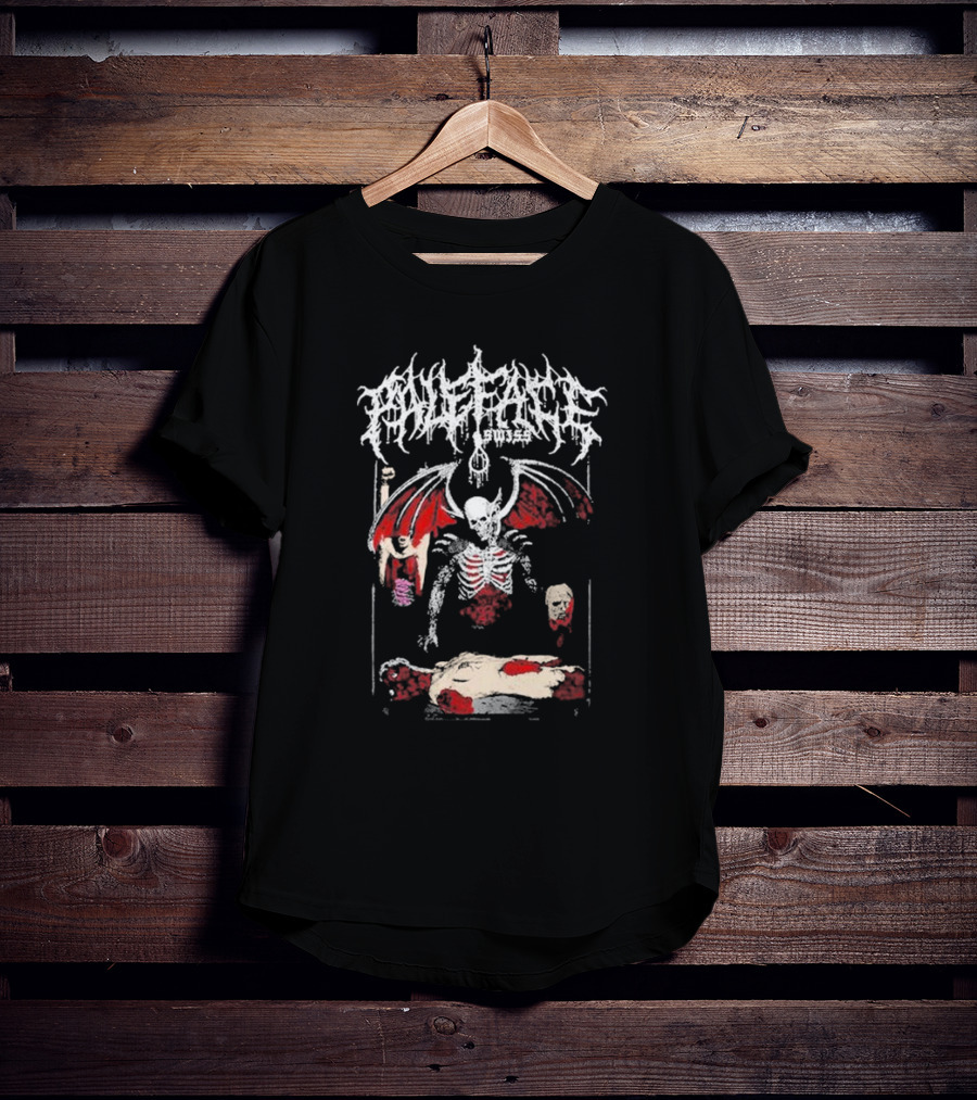 Paleface Swiss Demon Skeleton With Wings And Severed Heads T-Shirt