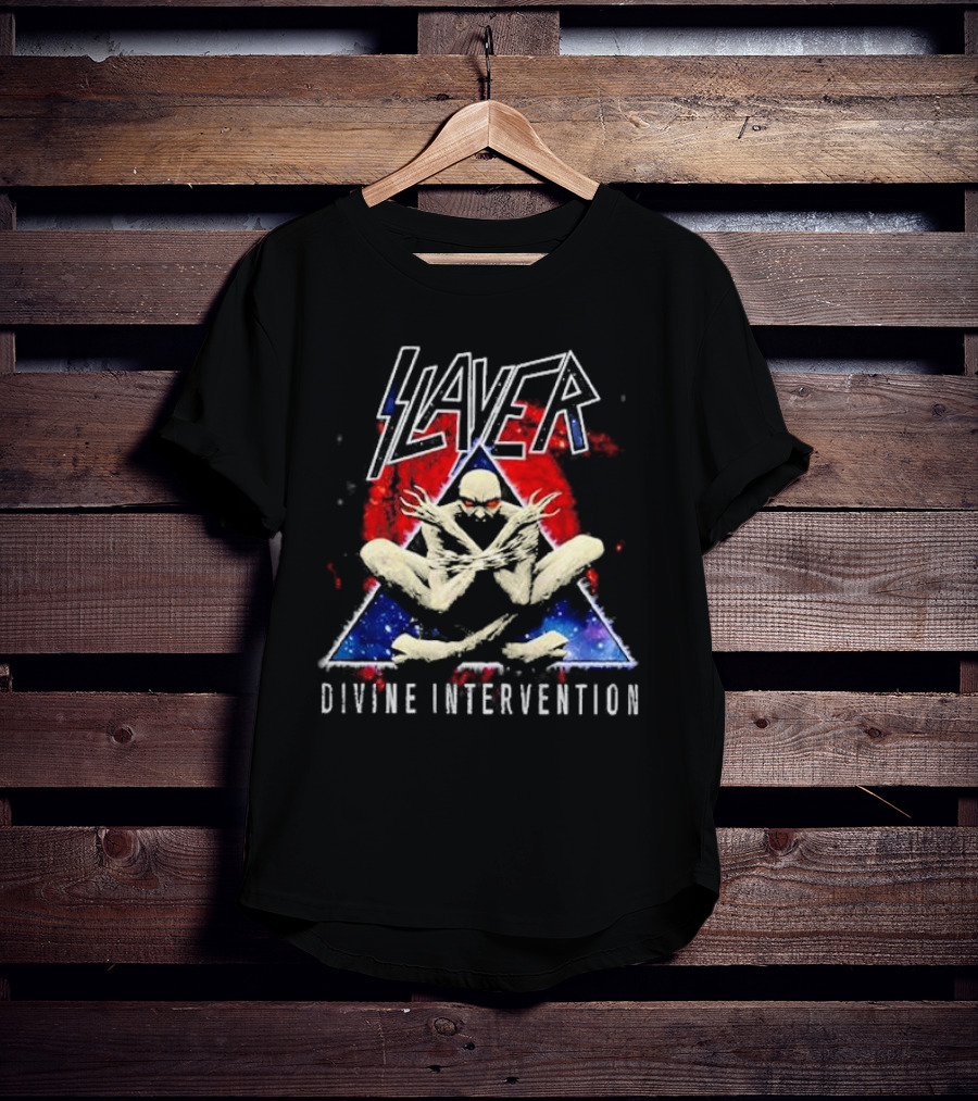 Slayer Divine Intervention Creepy Shadowy Figure Triangle T-Shirt