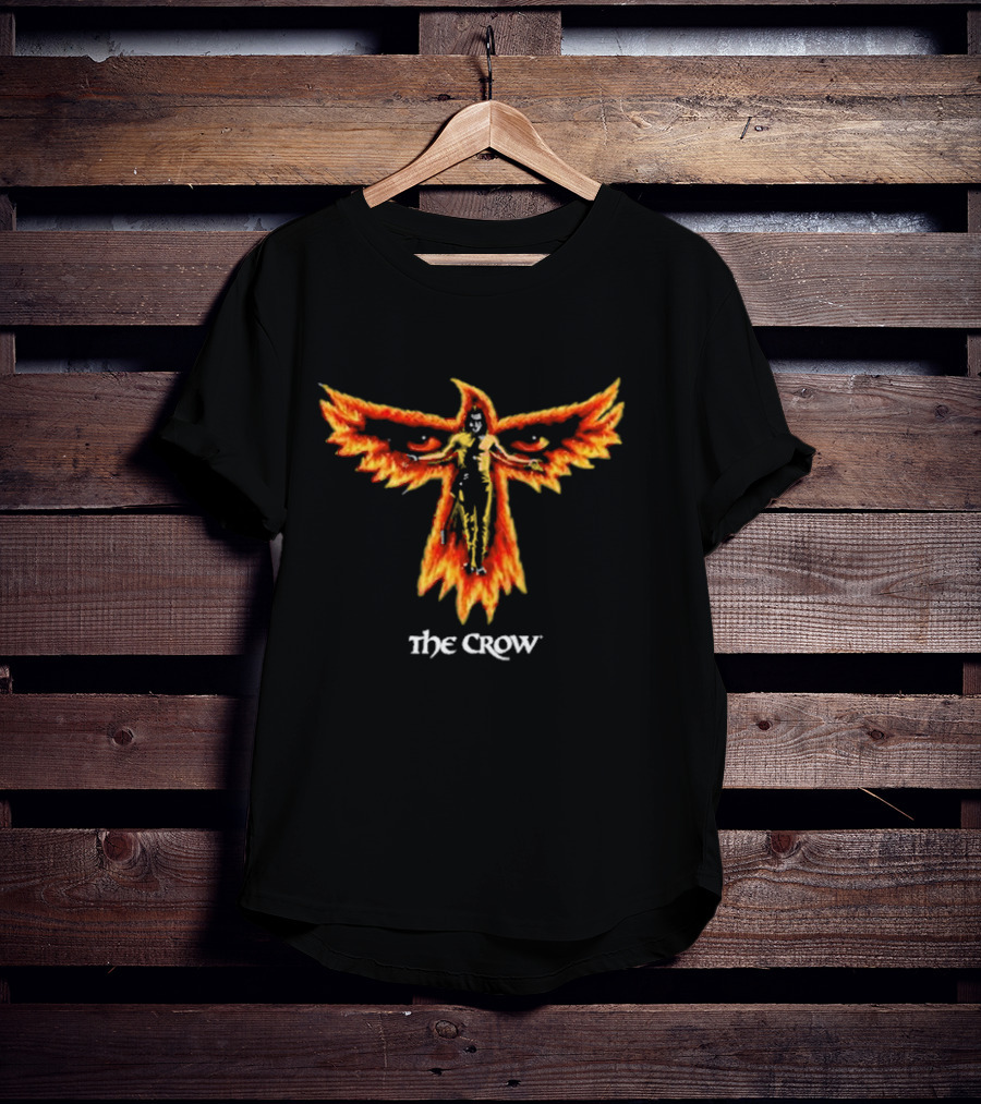 The Crow Firebird Symbol With Gothic Figure T-Shirt