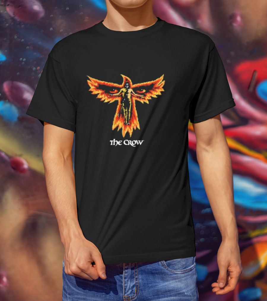 The Crow Firebird Symbol With Gothic Figure T-Shirt