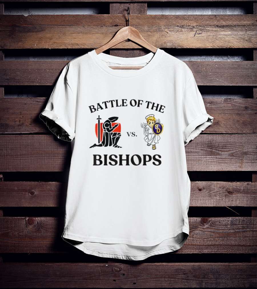 Battle Of The Bishops Vs. Black Knight And Angel Holding Shield T-Shirt