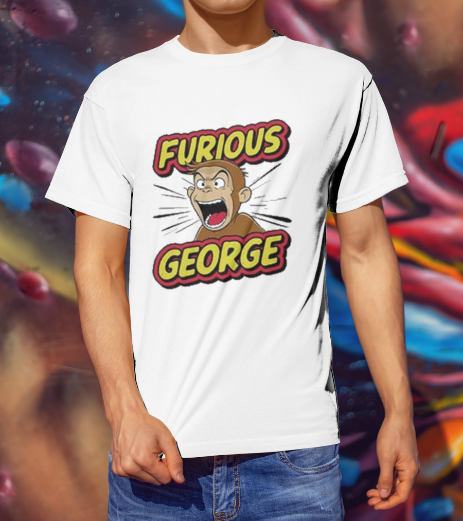 Furious George Monkey Shouting With Bold Comic T-Shirt