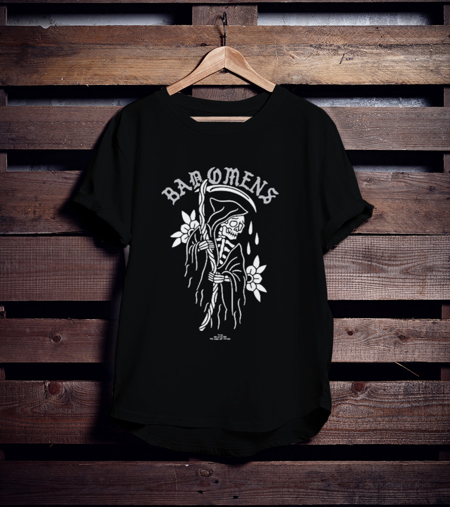 Bad Omens Reaper The Death Of Peace Of Mind Skeleton Cloaked With Flowers T-Shirt