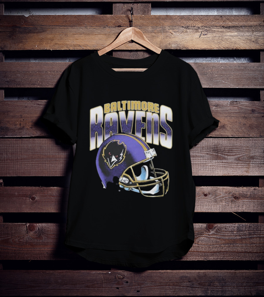 Baltimore Ravens Gradient Helmet Logo Football Gear T-Shirt