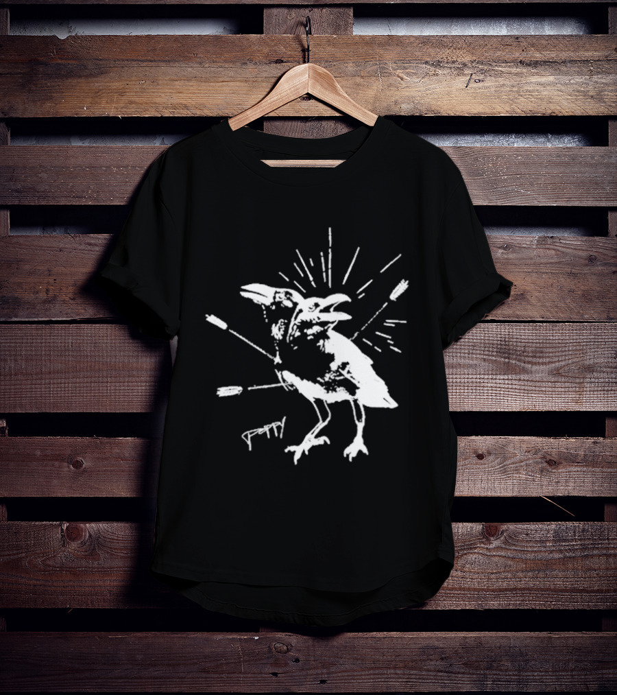 Impoppy Coward Birds Two-Headed Raven With Arrows T-Shirt