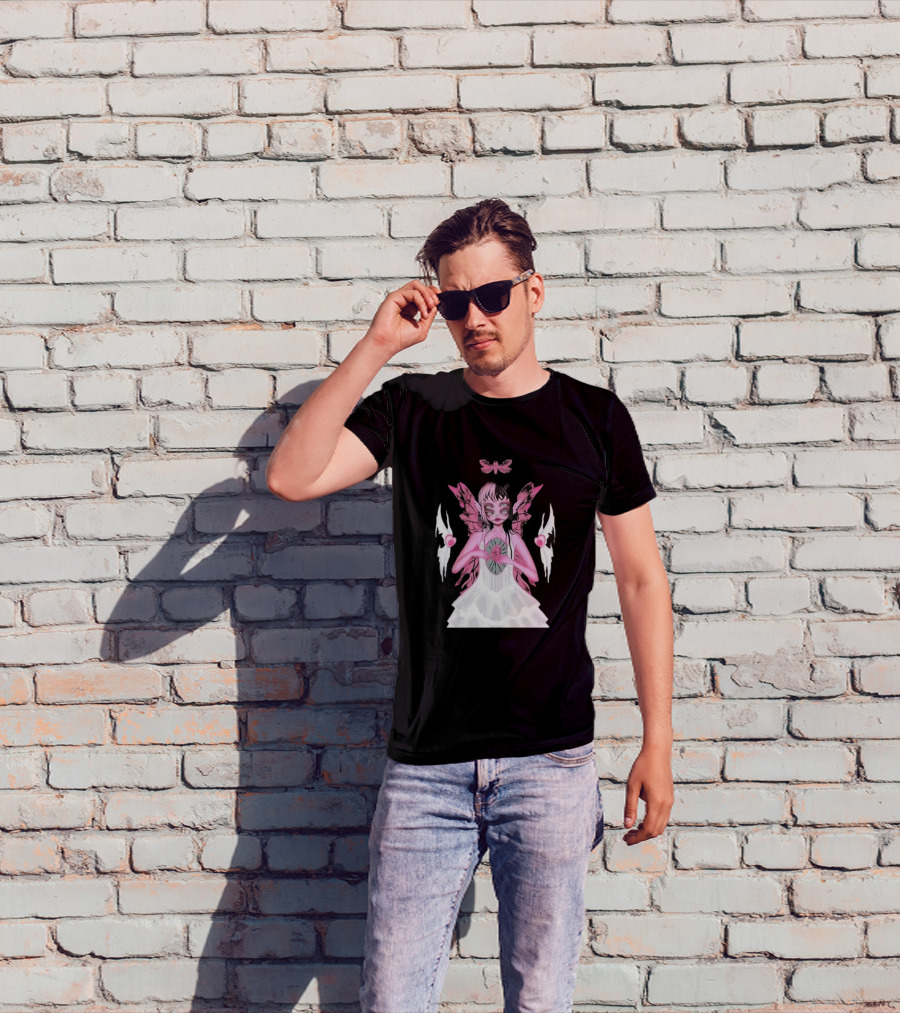 Melanie Martinez Portals Heart Pink Winged Character With Moth And Eyes T-Shirt