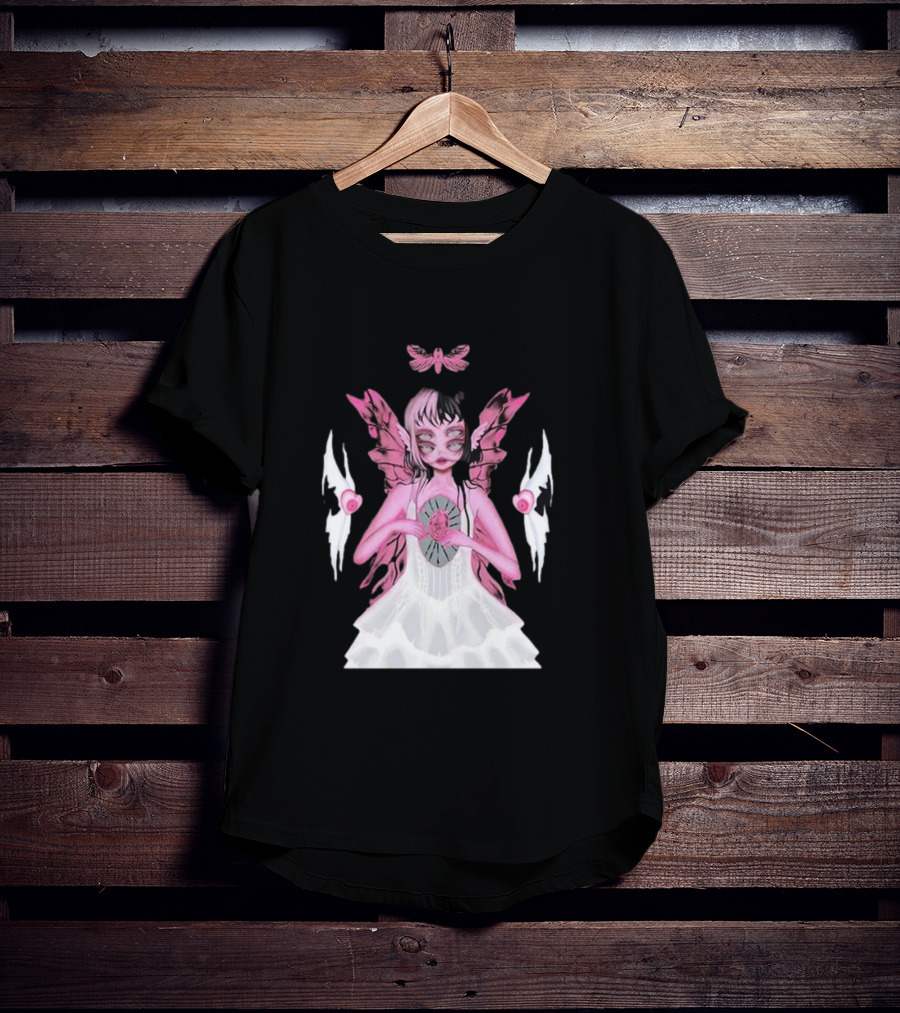 Melanie Martinez Portals Heart Pink Winged Character With Moth And Eyes T-Shirt